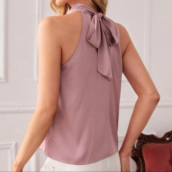 Boho tie back satin halter top - Picture 2 of 5